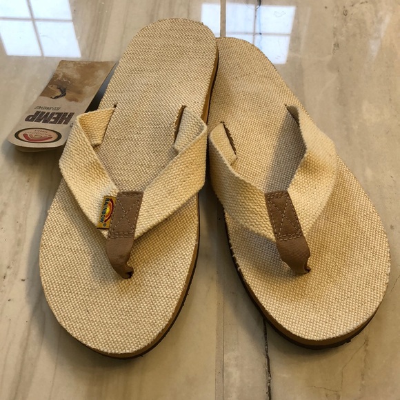 NWT Men’s Rainbow Natural Hemp Flip flops - Picture 2 of 4